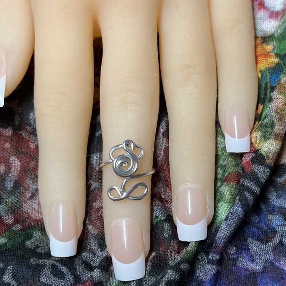 Sterling Silver Rose Toe Ring- Adjustable Unique Toe Ring- Midi Ring - SFRose1 - Picture 2 of 9